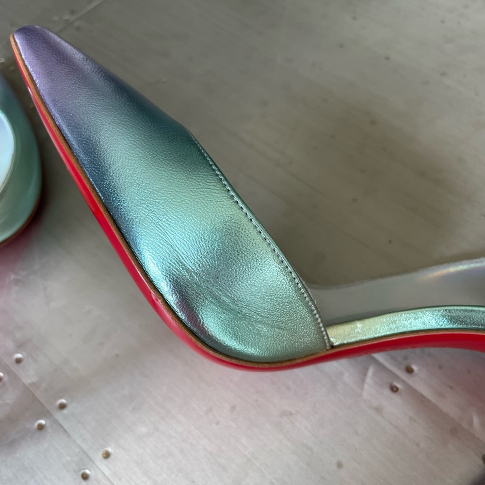 christian louboutin iriza 100mm stiletto sz 38.5 licorne silver iridescent - Picture 6 of 11
